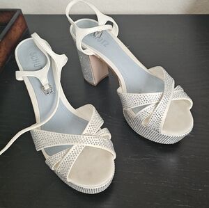 SCHUTZ Women's Keefa Crystal White Strappy Heels